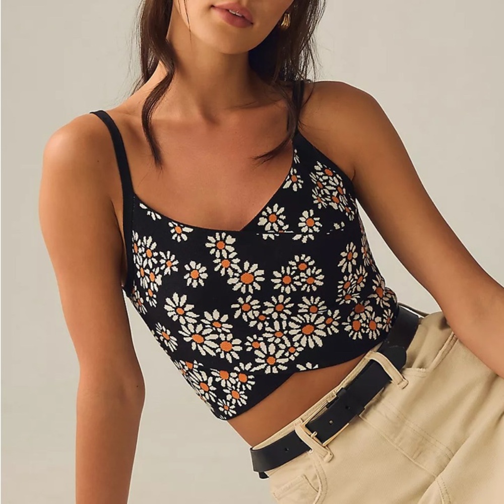 Anthropologie Maeve Criss-Cross Crop Sweater Tank